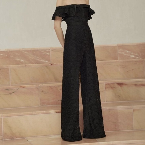 ALEXIS black off the shoulder Embroidered lace Edlyn Jumpsuit - Picture 2 of 13